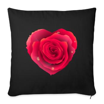 Coeur de rose offrir votre amour femmes & mère - Coussin et housse de 45 x 45 cm - noir - Devant