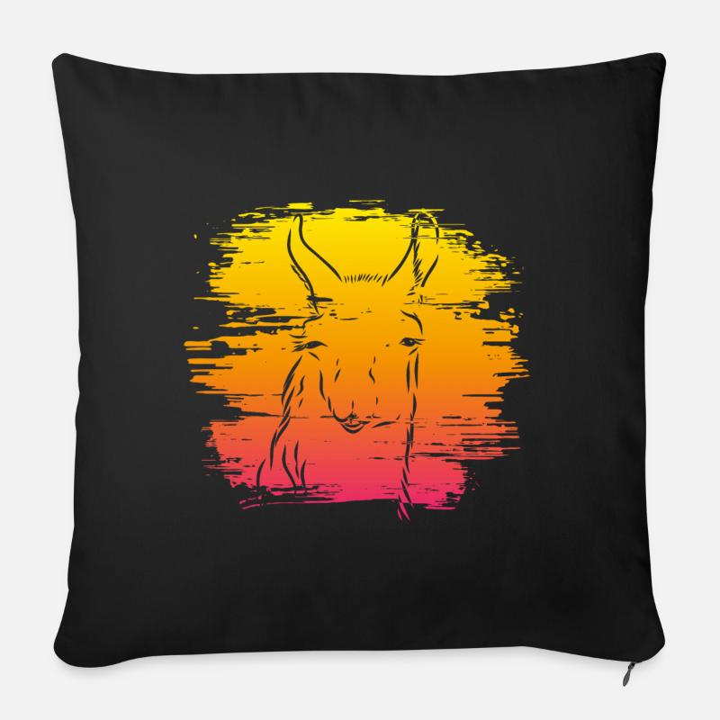 Lama Alpaca Vacances Coucher de Soleil - Coussin et housse de 45 x 45 cm - noir