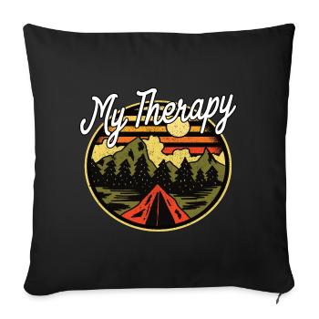 My Therapy Camping Camping Nature Wilderness - Sofa pillow with filling 45cm x 45cm - black - Front