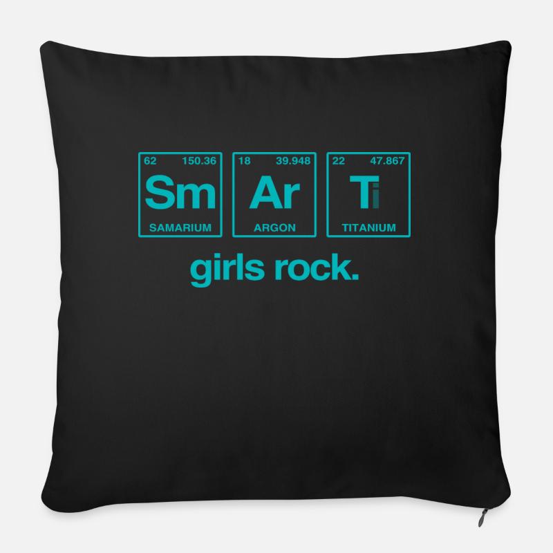 SMART GIRLS ROCK - Elemente Perdiodensystem - Sofakissen mit Füllung 45 x 45 cm - Schwarz