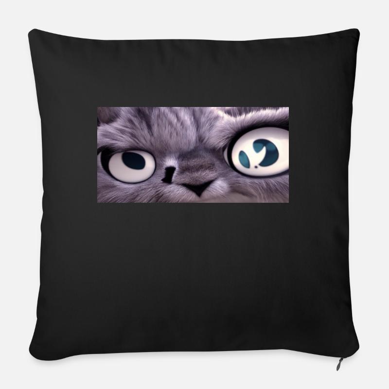 Le chat vous regarde - Coussin et housse de 45 x 45 cm - noir