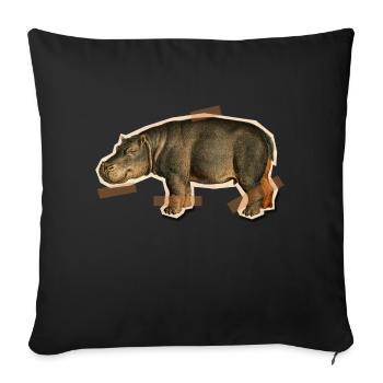Taped Hippo - Sofa pillow with filling 45cm x 45cm - black - Front