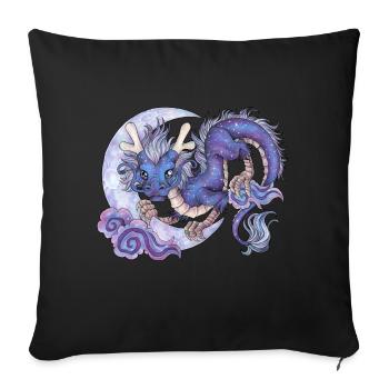 Drache Phantasie Mythologie Luft Himmel Mond Nacht - Sofakissen mit Füllung 45 x 45 cm - Schwarz - Vorne