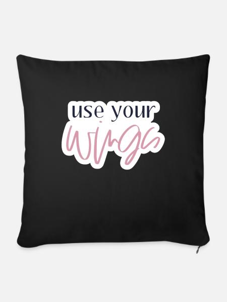 Use your wings - Sofakissen mit Füllung 45 x 45 cm - Schwarz