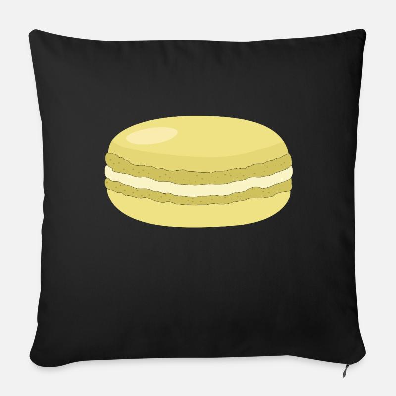 macaron jaune - Coussin et housse de 45 x 45 cm - noir