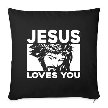 Jésus vous aime - Coussin et housse de 45 x 45 cm - noir - Devant