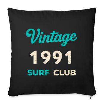Cadeau vintage 1991 Retro Année de naissance du Surf Club - Coussin et housse de 45 x 45 cm - noir - Devant