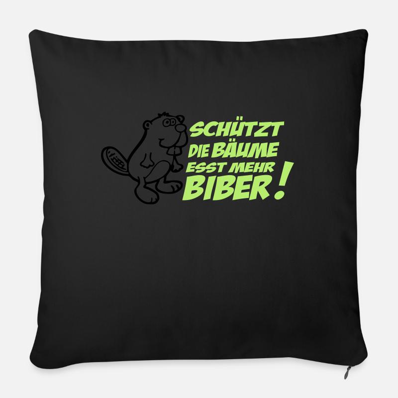 Schützt die Bäume - esst mehr Biber! - Sofakissen mit Füllung 45 x 45 cm - Schwarz