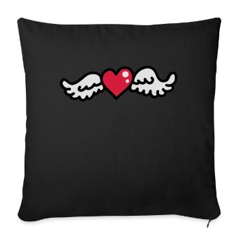 Heart Wings 3 - Sofa pillow with filling 45cm x 45cm - black - Front