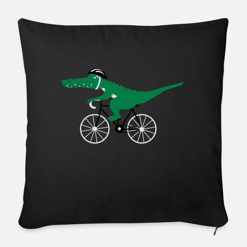 crocodile on bicycle - Sofakissen mit Füllung 45 x 45 cm - Schwarz