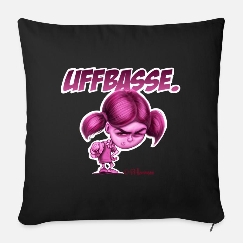 Cartoon "Uffbasse" - Sofakissen mit Füllung 45 x 45 cm - Schwarz