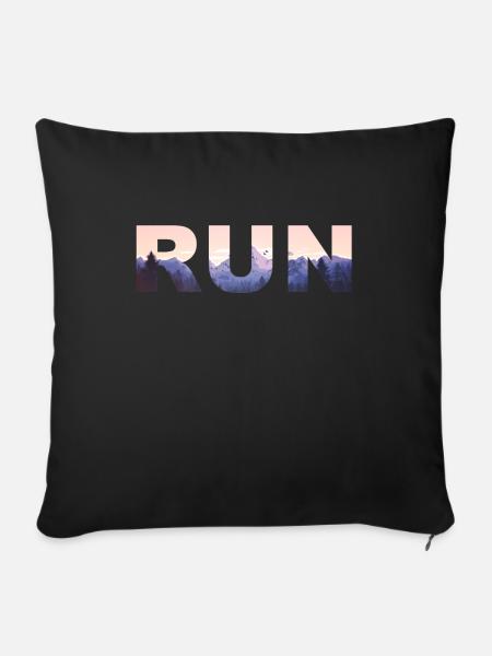 RUN Running Running Jogging Fitness Mountains Font - Sofa pillow with filling 45cm x 45cm - black