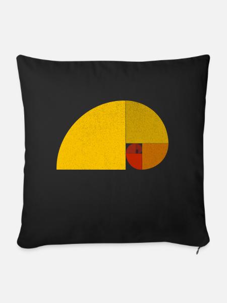 Heilige Geometrie Fibonacci, Goldene Spirale - Sofakissen mit Füllung 45 x 45 cm - Schwarz