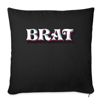 Brat, Freche Göre, 3D Zierschrift, Graffiti - Sofakissen mit Füllung 45 x 45 cm - Schwarz - Vorne