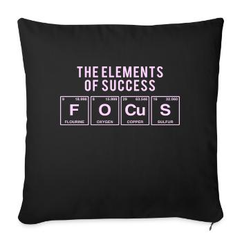 Lustiger Spruch: FOCUS - The Elements of Succes - Sofakissen mit Füllung 45 x 45 cm - Schwarz - Vorne