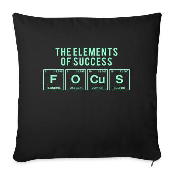 Lustiger Spruch: FOCUS - The Elements of Succes - Sofakissen mit Füllung 45 x 45 cm - Schwarz - Vorne
