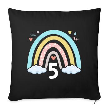 5ème anniversaire Fille Arc-en-ciel Boho - Coussin et housse de 45 x 45 cm - noir - Devant