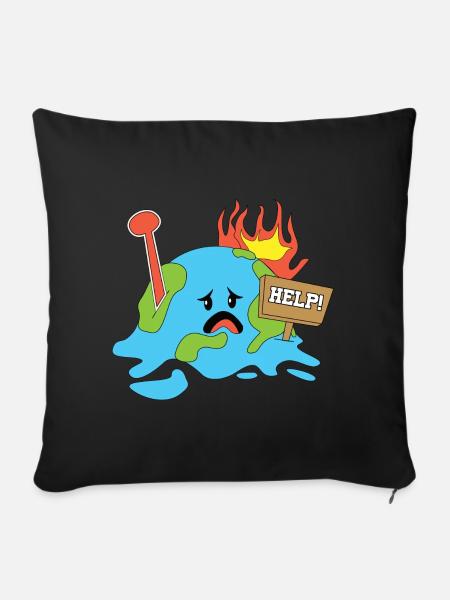 Climate Change Earth Help - Sofakissen mit Füllung 45 x 45 cm - Schwarz