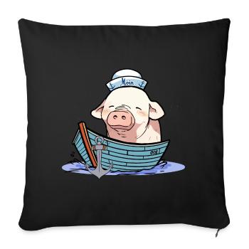 Sailor, Boat, Captain, Sailor, Piggy, Piglet - Sofa pillow with filling 45cm x 45cm - black - Front