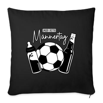 Fußball Papa Sohn Baby - Unser erster Männertag - Sofakissen mit Füllung 45 x 45 cm - Schwarz - Vorne