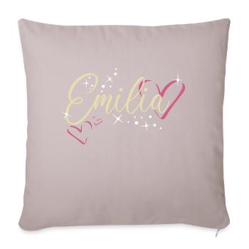 Emilia Surname First name Calligraphy Heart - Sofa pillow with filling 45cm x 45cm - light taupe - Front