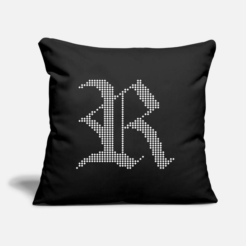 Monochromes gotisches R-Pixeldesign Sofakissen mit Füllung 45 x 45 cm
