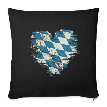 Retro Bavaria Heart with Blue White Diamond Pattern - Sofa pillow with filling 45cm x 45cm - black - Front
