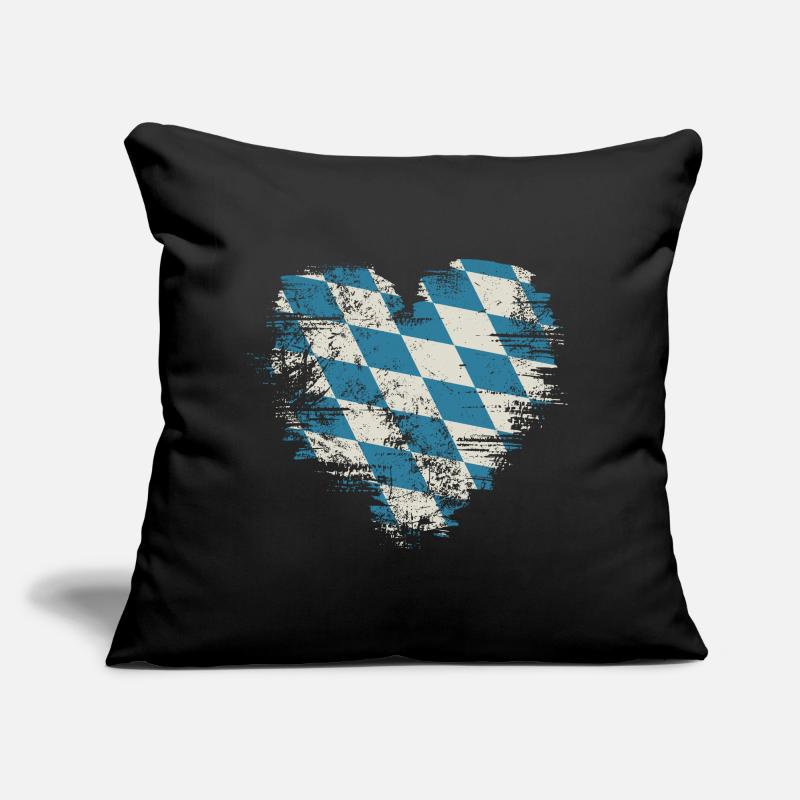 Retro Bavaria Heart with Blue White Diamond Pattern Sofa pillow with filling 45cm x 45cm