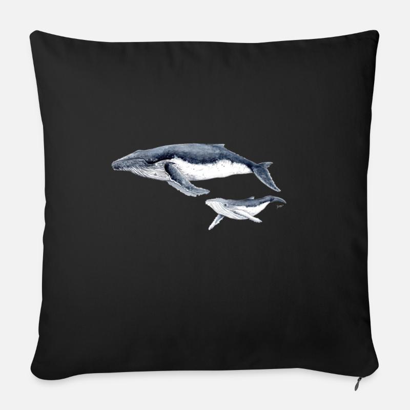 Buckelwal - baleine à bosse Buckelwal - Sofakissen mit Füllung 45 x 45 cm - Schwarz