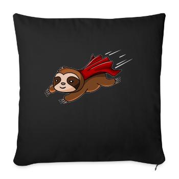 Sloth as superhero funny sloth shirt - Sofa pillow with filling 45cm x 45cm - black - Front