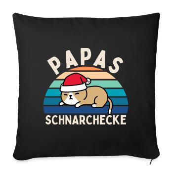 Kissen Katze Papas Schnarchecke - Sofakissen mit Füllung 45 x 45 cm - Schwarz - Vorne