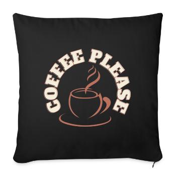 Coffee Please Round Logo - Sofa pillow with filling 45cm x 45cm - black - Front