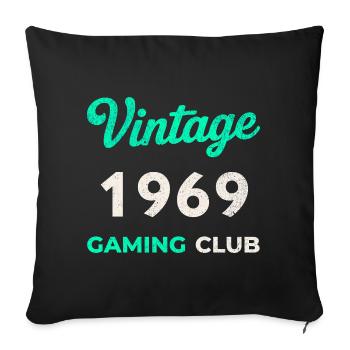 Vintage 1969 – Année de naissance rétro du Gaming Club - Coussin et housse de 45 x 45 cm - noir - Devant