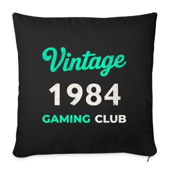 Vintage 1984 – Année de naissance rétro du Gaming Club - Coussin et housse de 45 x 45 cm - noir - Devant