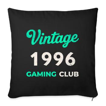 Vintage 1996 – Année de naissance rétro du Gaming Club - Coussin et housse de 45 x 45 cm - noir - Devant