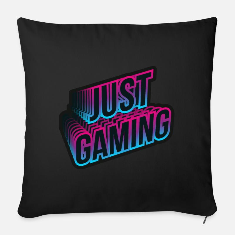 JUST GAMING Neon Colored Lettering - Sofa pillow with filling 45cm x 45cm - black