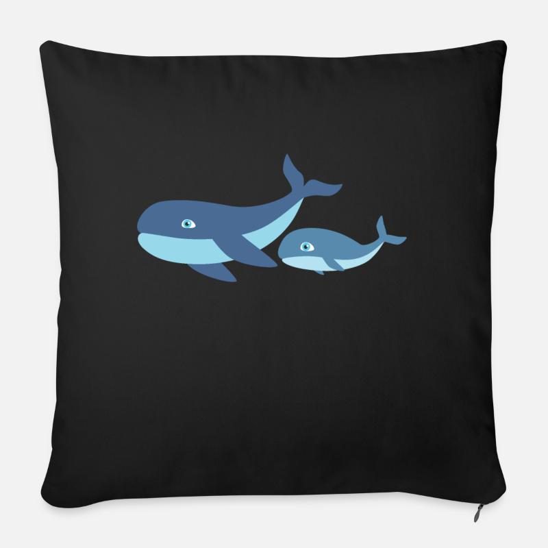 Mutter Wal mit Kind Wal - Sofakissen mit Füllung 45 x 45 cm - Schwarz