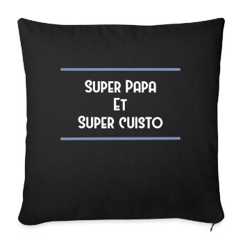 Super papa et super cuisto / cuisinier - Coussin et housse de 45 x 45 cm - noir - Devant