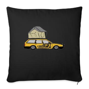 Lowrider Antje mit Dachzelt und Logo - Sofakissen mit Füllung 45 x 45 cm - Schwarz - Vorne