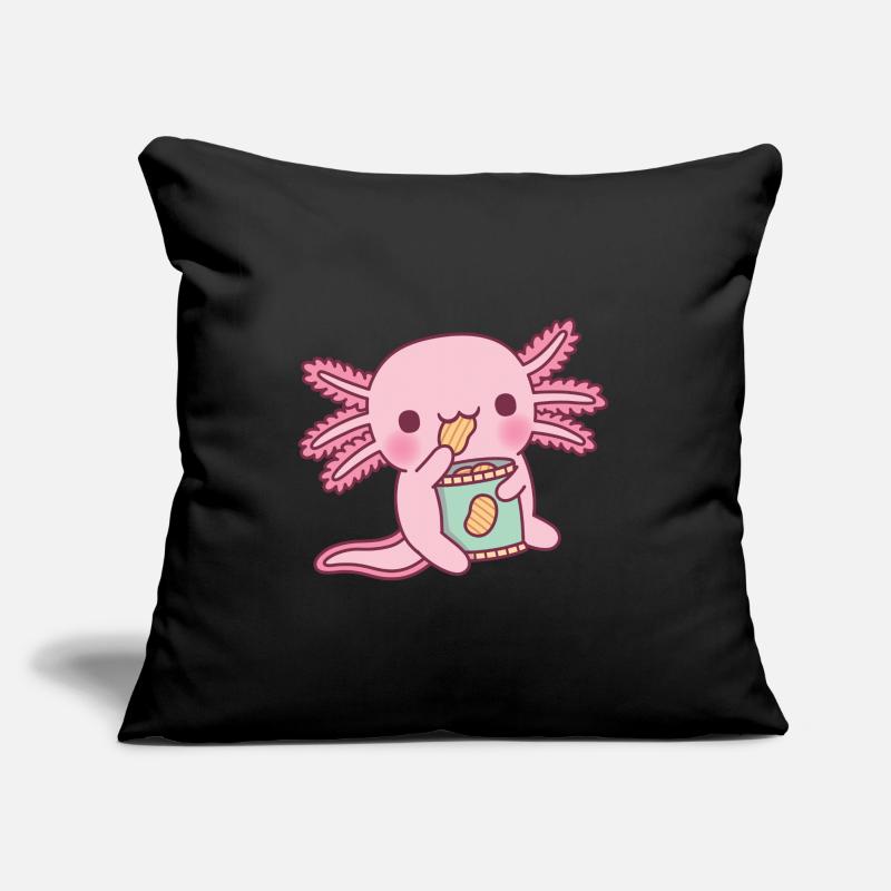 Mignon Axolotl mangeant des chips de pommes de terre Coussin et housse de 45 x 45 cm