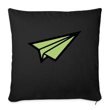 Avion en papier 02 - Coussin et housse de 45 x 45 cm - noir - Devant