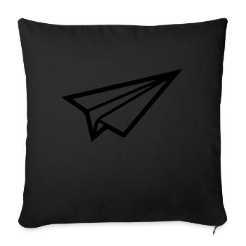 Avion en papier 01 - Coussin et housse de 45 x 45 cm - noir - Devant
