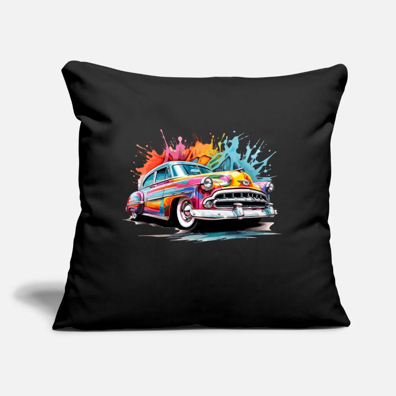 bunter Oldtimer Sofakissen mit Füllung 45 x 45 cm
