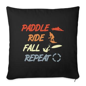 Paddle Surf Repeat - Sofa pillow with filling 45cm x 45cm - black - Front