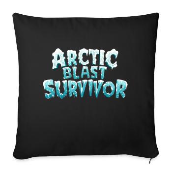 "Arctic Blast Survivor" Quote Cold North Humor - Sofa pillow with filling 45cm x 45cm - black - Front