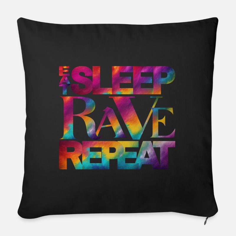 Eat Sleep Rave Repeat - Sofa pillow with filling 45cm x 45cm - black