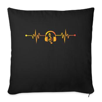 Herzschlag Kopfhörer Musik - Sofakissen mit Füllung 45 x 45 cm - Schwarz - Vorne