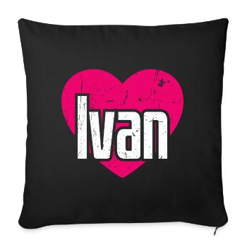 I Love Ivan Pinkes Herz Ich liebe Ivan - Sofakissen mit Füllung 45 x 45 cm - Schwarz - Vorne