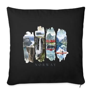 Norway Holiday Travel – Fjord & Wilderness Motif - Sofa pillow with filling 45cm x 45cm - black - Front