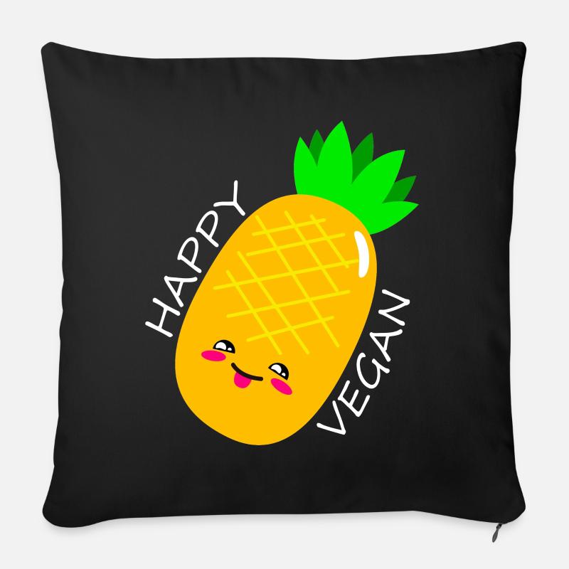 Vegan und Glücklich - Sofakissen mit Füllung 45 x 45 cm - Schwarz